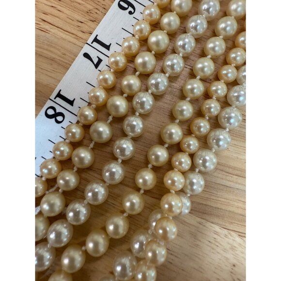 Three Glass Pearl Necklaces In Cream & Ivory Tones 26"-34" Long - Picture 7 of 9